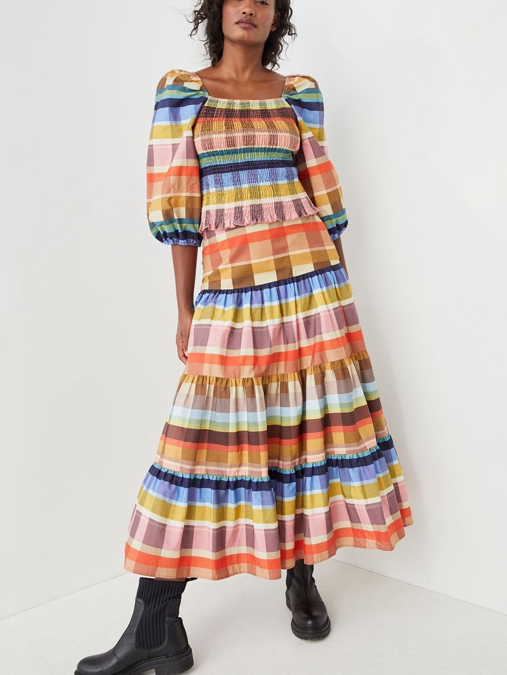 Farm Rio Seline Plaid Maxi Skirt Size S